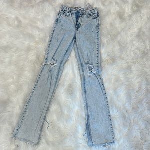 zara acid wash flare jeans